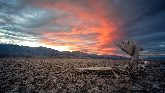 death valley, sunset, plane